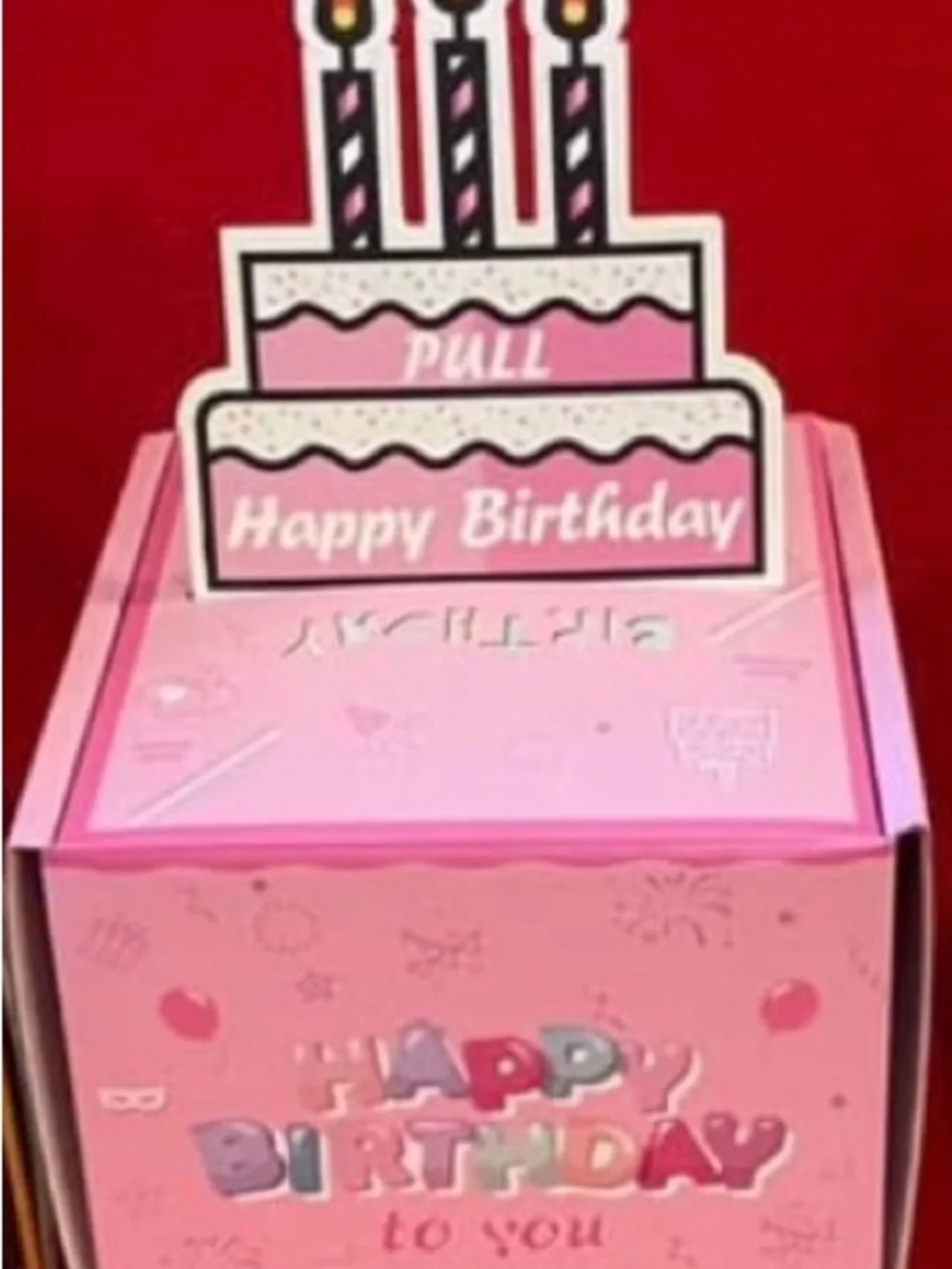 Happy Birthday Pink Pop-Up Card Box - Party Supplies- holds money
